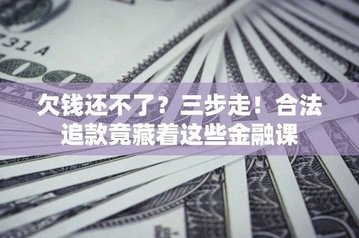 武汉欠钱还不了？三步走！合法追款竟藏着这些金融课