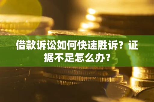 武汉借款诉讼如何快速胜诉？证据不足怎么办？